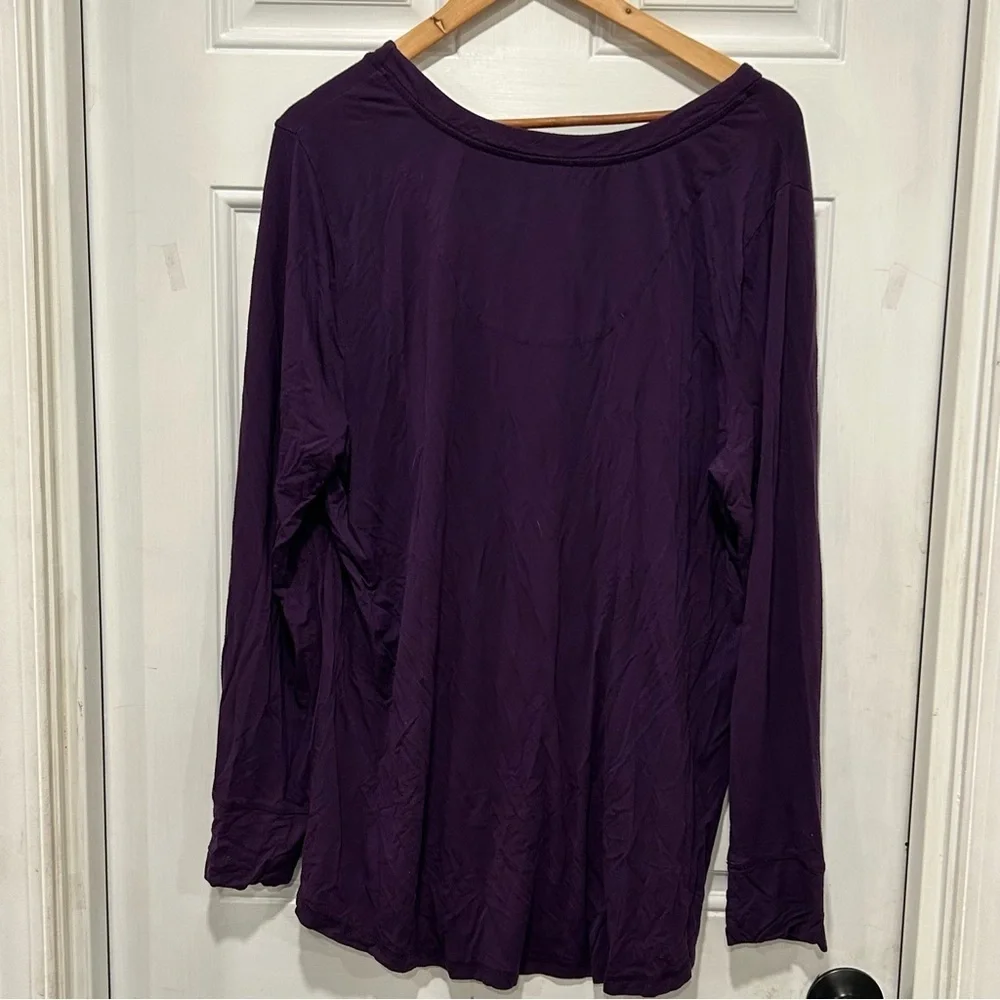 SOMA Women Pajama Set, Long sleeve Scoop Top, Plaid Pants, Purple, Comfort, XL